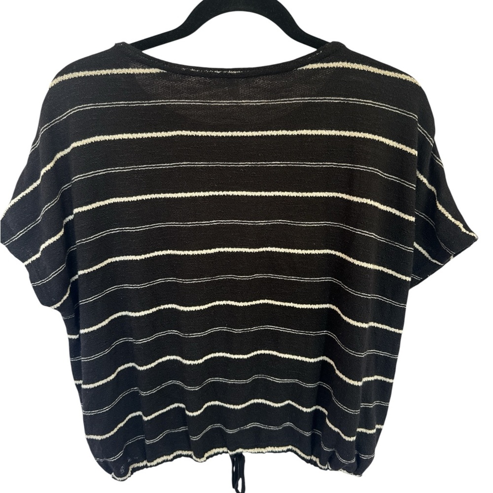 Max Studio Black & White Striped Short Sleeve Tee - Picture 2 of 6